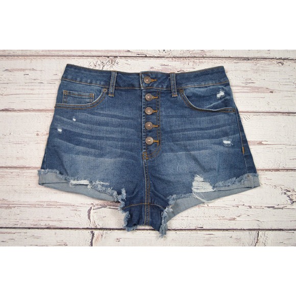 Rewash Brand High Rise Cut-Off‎ Shorts Women Junior Distressed Size 7 Pre-Owned - Picture 1 of 12